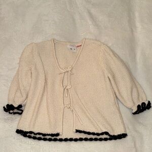 Zara Cream Knit Cardigan with Black Trim
